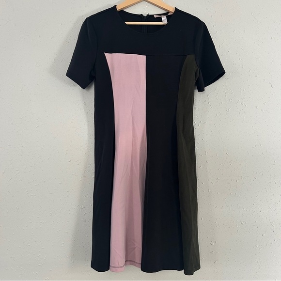 Hutch Colorblock Fit N Flare Mini Dress Casual Stretch Black Pink XL - Picture 1 of 4